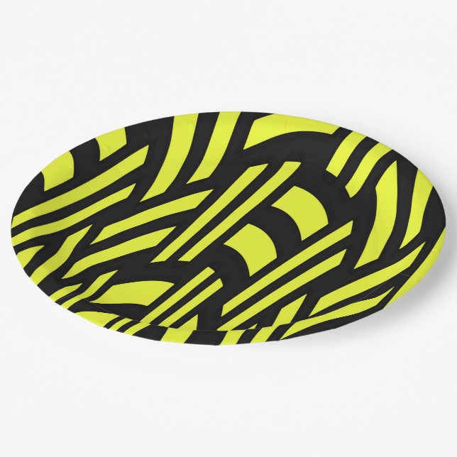 Prato De Papel Arte Deco Amarelo e Preto (Inclinado)