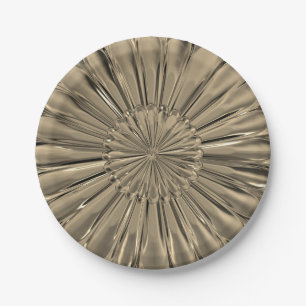 Prato De Papel Arte deco flor de concha de ventoinha dourada com