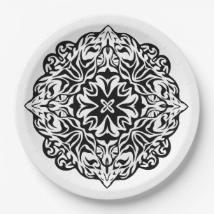 Prato De Papel Arte étnica da mandala maori polinésia do tatuag