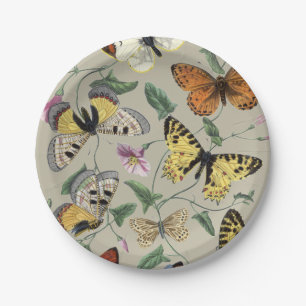 Prato De Papel Arte Floral Botânica de Mariposa Borboleta Vintage