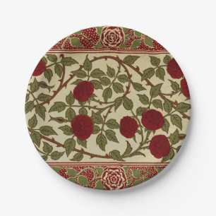 Prato De Papel Arte Floral da Rosa Vermelha Rosamund Vintage de W