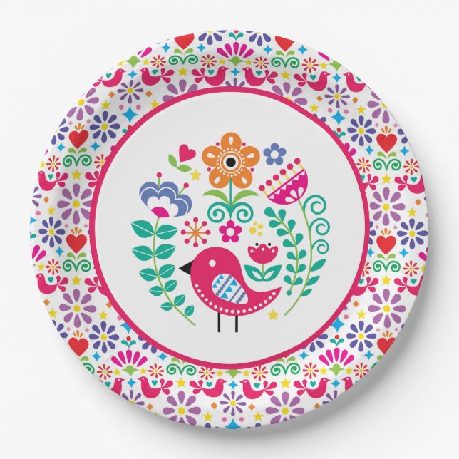 Prato De Papel Arte Folclórica Escandinava (Frente)