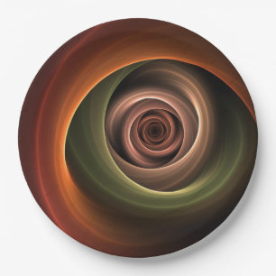 Prato De Papel Arte fractal moderno em cores quentes abstratas em