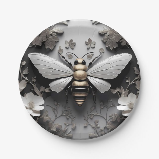 Prato De Papel Arte Geométrica das Abelhas de Honeybee (Frente)