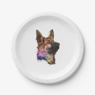 Prato De Papel Arte inicial do german shepherd
