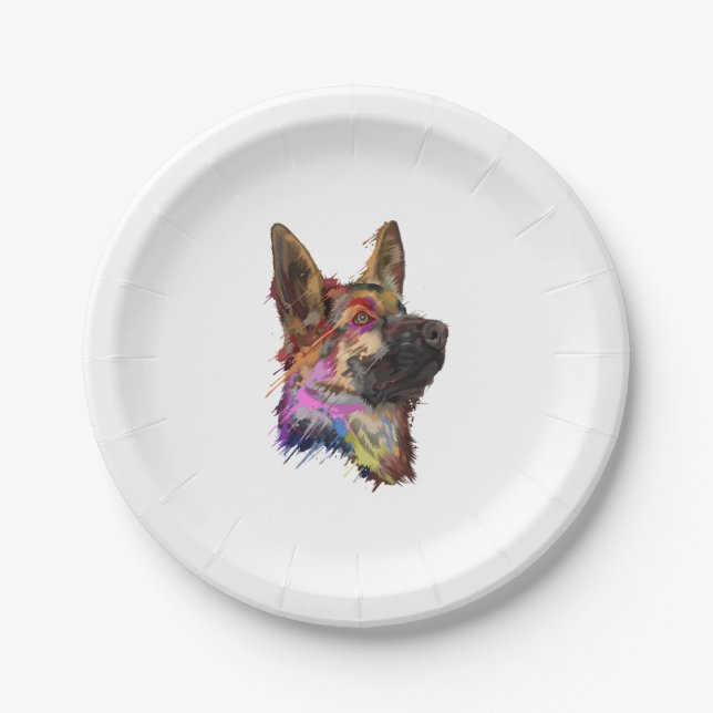 Prato De Papel Arte inicial do german shepherd (Frente)