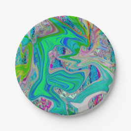 Prato De Papel Arte líquida retrógrada com Abstrato colorida