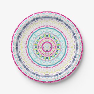 Prato De Papel Arte Vibrante e Colorida de Mandala
