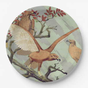 Prato De Papel Arte Vintage Art Nouveau Águia Verde Musgo Arte da