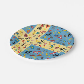 Prato De Papel Artigos suecos da cultura com bandeira