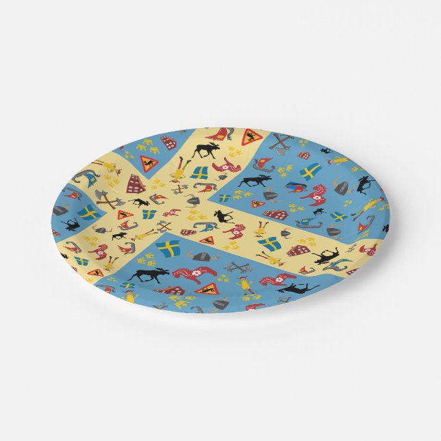 Prato De Papel Artigos suecos da cultura com bandeira (Inclinado)