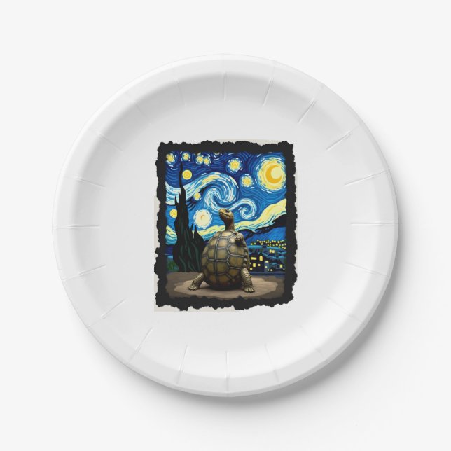 Prato De Papel Artistic Turtle Shirt  Starry Night Turtle (2) (Frente)