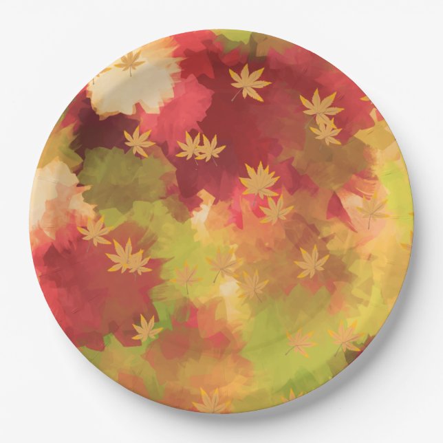 Prato De Papel Artsy Autumn Leaves (Frente)