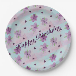 Prato De Papel Artsy Floral Birthday Designer