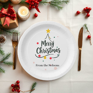 Prato De Papel Árvore abstrata minimalista Feliz Natal