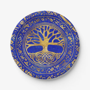 Prato De Papel Árvore da vida - Yggdrasil - Lapis Lazuli