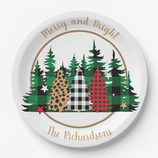 Prato De Papel Árvore de impressão do Leopardo da feliz e do Brig (Frente)