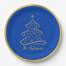Prato De Papel Árvore de Natal Azul Boeing Elegante