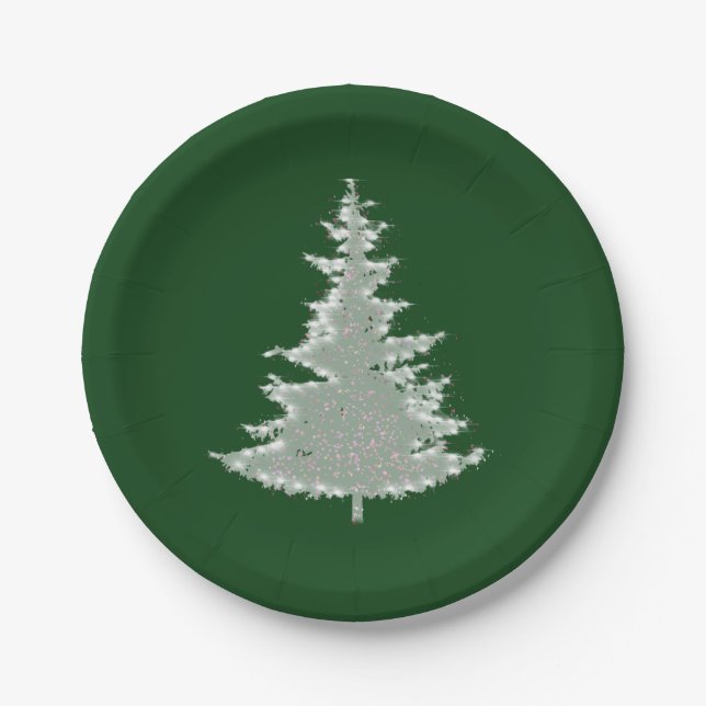 Prato De Papel Árvore de Natal Brilhante e Encantada (Frente)