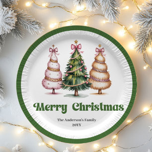 Prato De Papel Árvore de Natal Caprichosa Nome Personalizado Pape