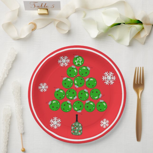 Prato De Papel Árvore de Natal de Pickleball Festa de Natal (Casamento)