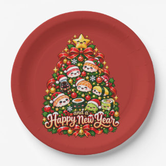 Prato De Papel Árvore de Natal de Sushi Kawaii