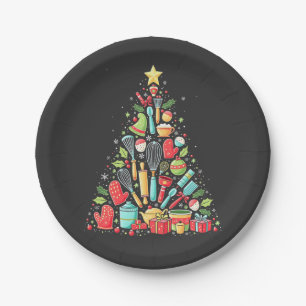 Prato De Papel Árvore de Natal Fazendo Cook De Chef