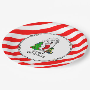 Prato De Papel Árvore de Natal Feliz 2 Antiga Cinza Inglesa de S