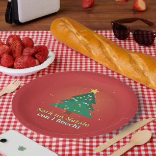 Prato De Papel Árvore de Natal Italiana Sara Um Natal Com Laços