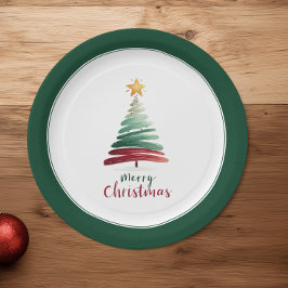 Prato De Papel Árvore de Natal Minimalista Moderna Evergreen