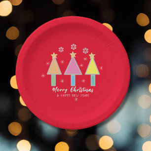 Prato De Papel Árvore de Natal Moderna Pop Art Vintage Legal