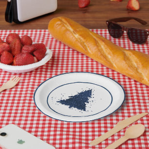 Prato De Papel Árvore de Natal Moody Azul Marinho escuro clássi