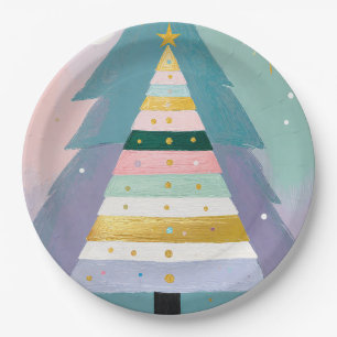 Prato De Papel Árvore de Natal Pastel Celestial