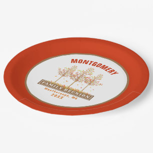 Prato De Papel Árvore de Outono Laranja Queimada de Reunião Famil