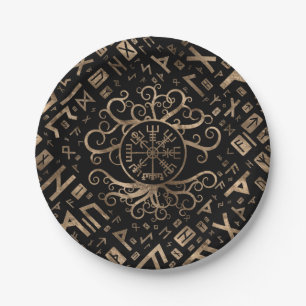Prato De Papel Árvore de Vegvisir de vida Yggdrasil e de Runes