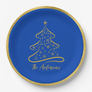 Prato De Papel Árvore Dourada de Natal Elegante Boeing