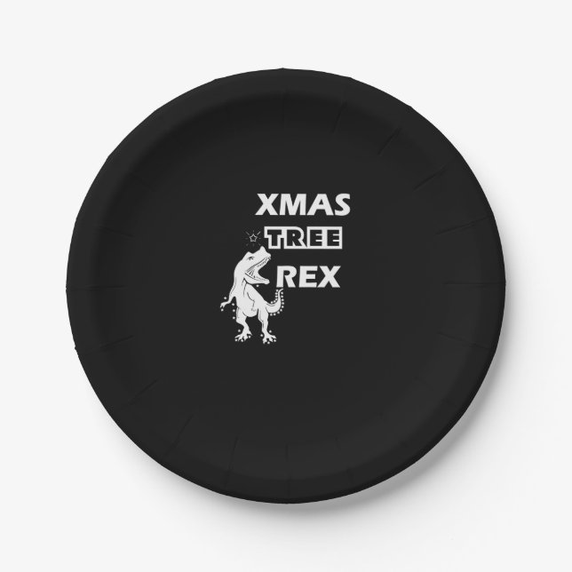 Prato De Papel Árvore Xmas Rex - camisetas de Natal Engraçadas do (Frente)