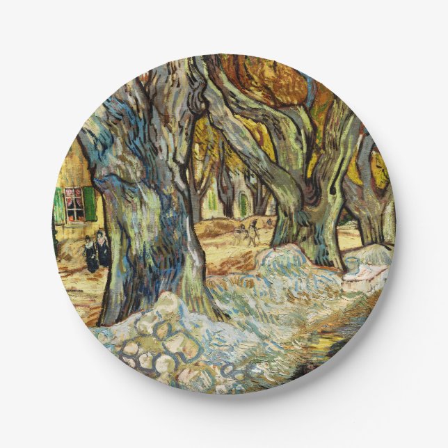 Prato De Papel Árvores De Grandes Aviões De Vincent Van Gogh (Frente)