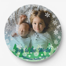 Prato De Papel Árvores de Natal Brancas Neves Alegrem-se ao Mundo