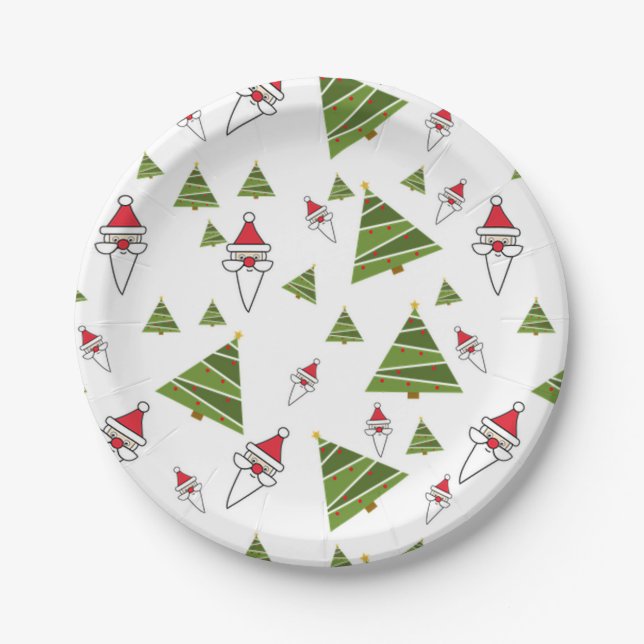 Prato De Papel Árvores de Natal e Papai Noel (Frente)