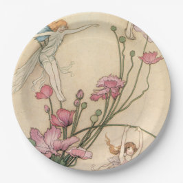 Prato De Papel As fadas que saltam em flores