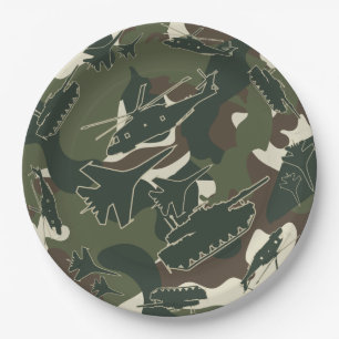 Prato De Papel As forças armadas camuflam placas descartáveis d