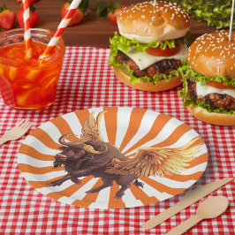 Prato De Papel Asas de Buffalo com Starburst Laranja