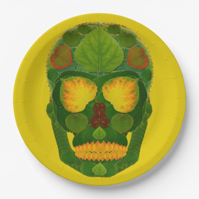 Prato De Papel Aspen Leaf Skull 9 (Frente)