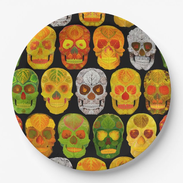 Prato De Papel Aspen Leaf Skulls padrão sem falhas 2018 (Frente)