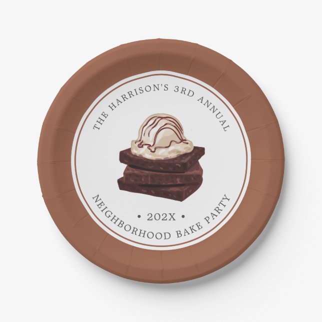 Prato De Papel Assar Brownie | Placa de papel para partes temátic (Frente)