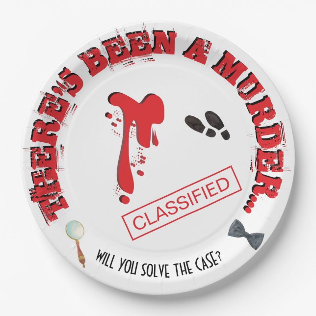 Prato De Papel Assassinato Mistério BLOODY Festa de aniversário (Frente)
