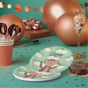 Prato De Papel Assiette singe prénom