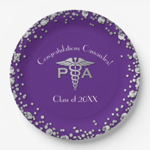 Prato De Papel Assistente Médico Graduado Roxo Prata