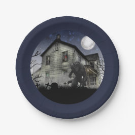 Prato De Papel Assustador Feliz Halloween Werewolf